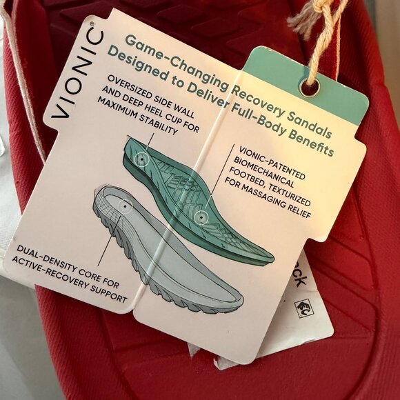 Vionic  Restore II Unisex Recovery Comfort Sandal, Red  Women Size 13, Men 11.5 - Picture 8 of 8